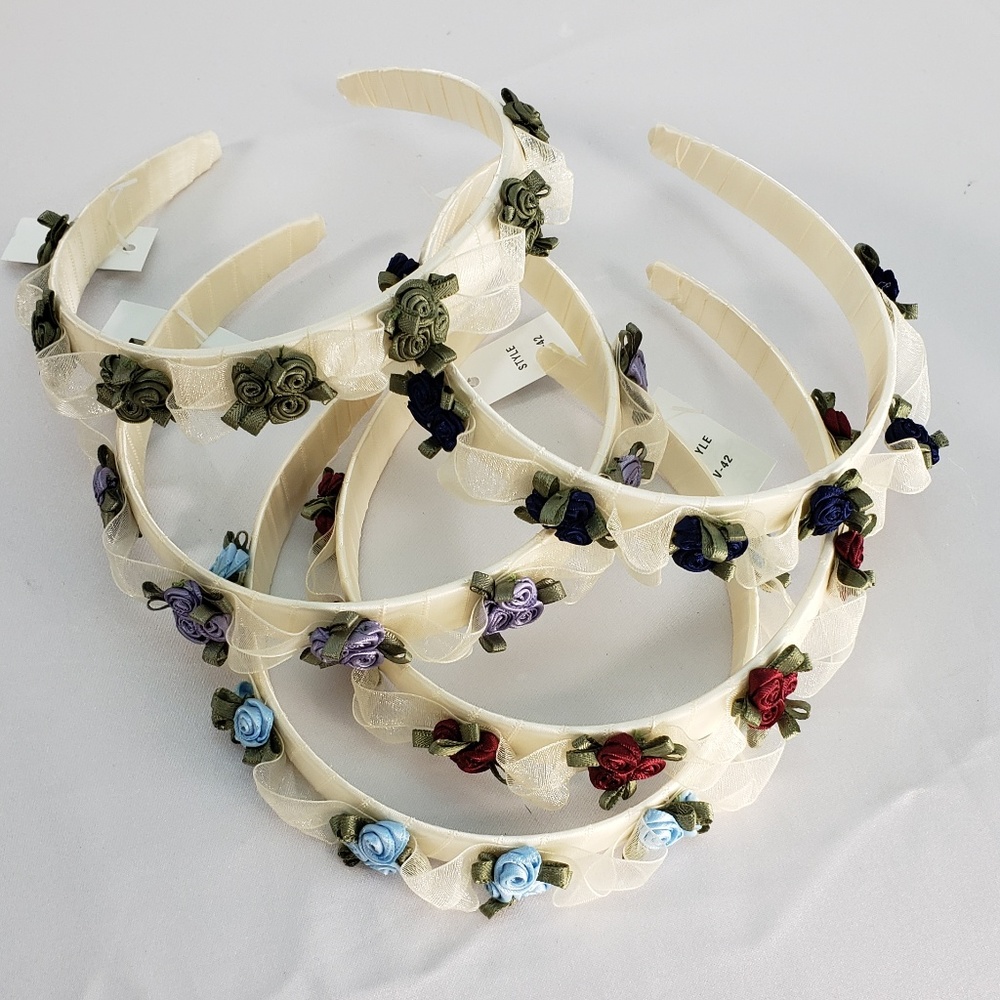Us Angels Ivory Rosebud Headbands 4/$10